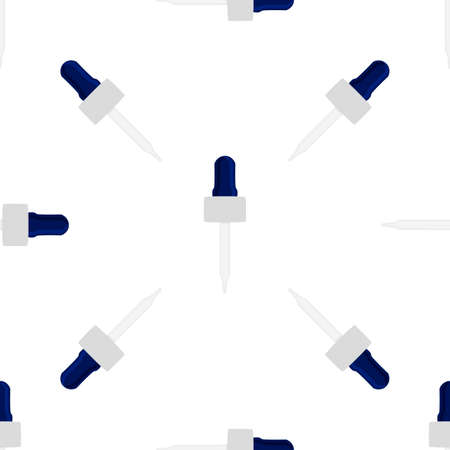 Abstract seamless medical pipette, dropper for laboratory on white background. Pattern dropper consisting of many identical glass laboratory medical pipette. Medical pipette it dropper from laboratoryのイラスト素材