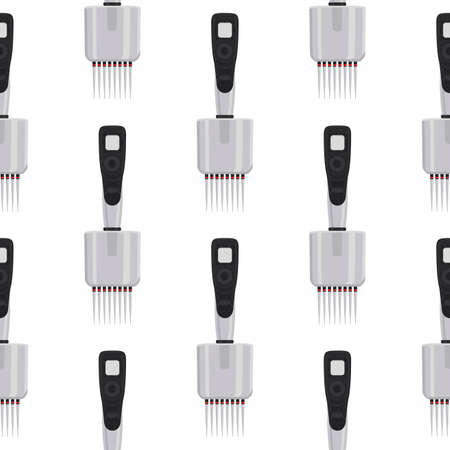 Abstract seamless medical pipette, dropper for laboratory on white background. Pattern dropper consisting of many identical glass laboratory medical pipette. Medical pipette it dropper from laboratoryのイラスト素材