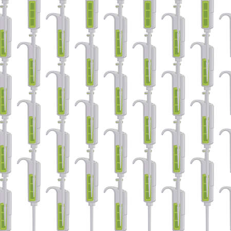 Abstract seamless medical pipette, dropper for laboratory on white background. Pattern dropper consisting of many identical glass laboratory medical pipette. Medical pipette it dropper from laboratoryのイラスト素材