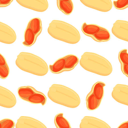 Illustration on theme big pattern identical types peanut, nut equal size. Peanut pattern consisting of natural nut for colored print on wallpaper. Abstract colorful pattern from many yummy nut peanut.のイラスト素材