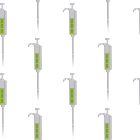 Abstract seamless medical pipette, dropper for laboratory on white background. Pattern dropper consisting of many identical glass laboratory medical pipette. Medical pipette it dropper from laboratoryのイラスト素材