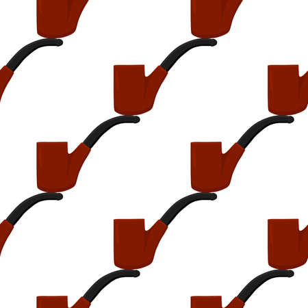 Illustration on theme many identical seamless types smoke pipes different size for tobacco. Pipe pattern consisting of color collection accessory of smoke tobacco. Tobacco smoke pipe to damage health.のイラスト素材