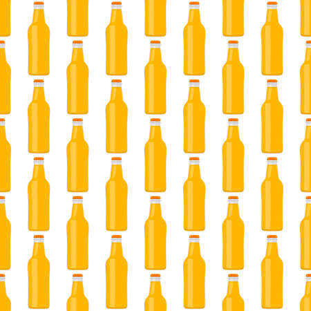 Illustration on theme seamless beer glass bottles with lid for brewery. Pattern beer consisting of many identical glass bottles on white background. Glass bottles it main accessory for beer gourmet.のイラスト素材