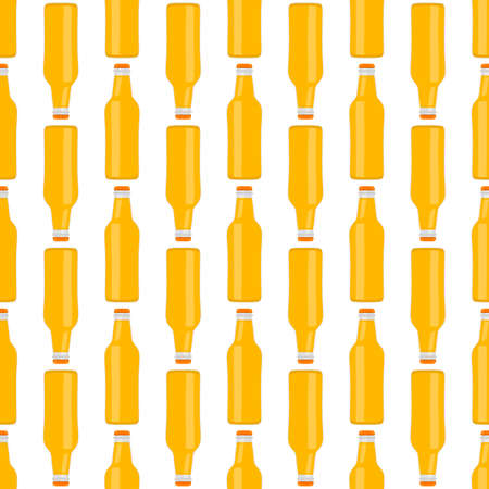 Illustration on theme seamless beer glass bottles with lid for brewery. Pattern beer consisting of many identical glass bottles on white background. Glass bottles it main accessory for beer gourmet.のイラスト素材