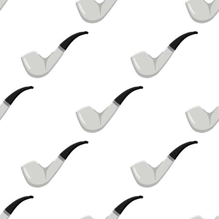 Illustration on theme many identical seamless types smoke pipes different size for tobacco. Pipe pattern consisting of color collection accessory of smoke tobacco. Tobacco smoke pipe to damage health.のイラスト素材