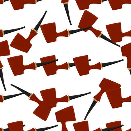 Illustration on theme many identical seamless types smoke pipes different size for tobacco. Pipe pattern consisting of color collection accessory of smoke tobacco. Tobacco smoke pipe to damage health.のイラスト素材