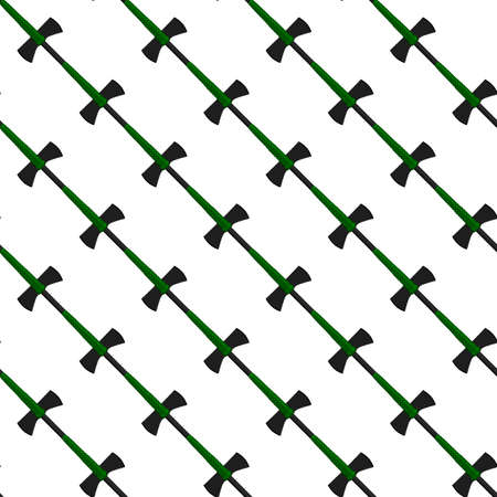 Illustration on theme pattern steel axes with wooden handle, metal ax for hunting. Big kit ax consisting of many identical axes on white background. Forged axes it main male accessory, ax for survivalのイラスト素材