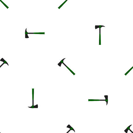 Illustration on theme pattern steel axes with wooden handle, metal ax for hunting. Big kit ax consisting of many identical axes on white background. Forged axes it main male accessory, ax for survivalのイラスト素材