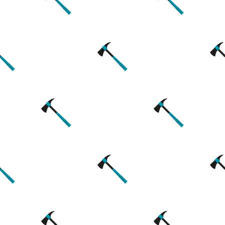 Illustration on theme pattern steel axes with wooden handle, metal ax for hunting. Big kit ax consisting of many identical axes on white background. Forged axes it main male accessory, ax for survivalのイラスト素材