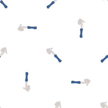 Illustration on theme pattern steel axes with wooden handle, metal ax for hunting. Big kit ax consisting of many identical axes on white background. Forged axes it main male accessory, ax for survivalのイラスト素材