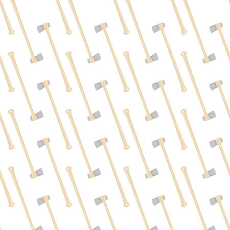 Illustration on theme pattern steel axes with wooden handle, metal ax for hunting. Big kit ax consisting of many identical axes on white background. Forged axes it main male accessory, ax for survivalのイラスト素材