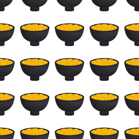 Illustration on theme Irish holiday St Patrick day, seamless pot of coins. Pattern St Patrick day of many identical coins in pot on white background. Pot for coins it main accessory for St Patrick dayのイラスト素材