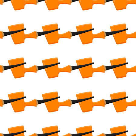 Irish holiday St Patrick day, seamless orange smoking pipes. Pattern St Patrick day consisting of many identical smoking pipes on white background. Smoking pipes it main accessory for St Patrick day.のイラスト素材