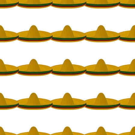 Pattern mexican hats sombrero, beautiful caps in white background. Caps pattern consisting of collection mexican hats sombrero for wearing. Pattern of design hats, caps mexican sombrero for weather.のイラスト素材