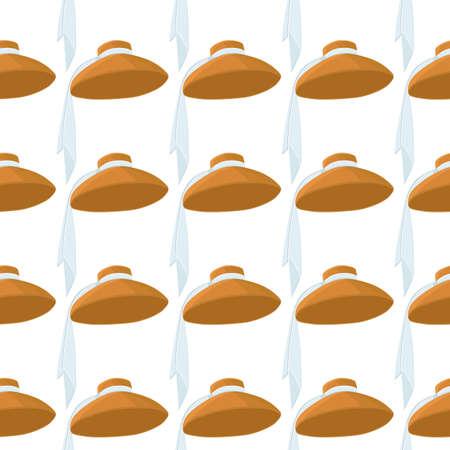 Illustration on theme pattern women sun hats, beautiful caps in white background. Caps pattern consisting of collection women sun hats for wearing. Pattern of design hats, women sun caps for weather.のイラスト素材