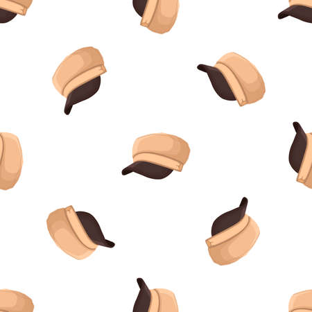 Illustration on theme colored pattern hats visor, beautiful caps in white background. Caps pattern consisting of collection hats visor for wearing. Pattern of design hats, caps visor for weather.のイラスト素材