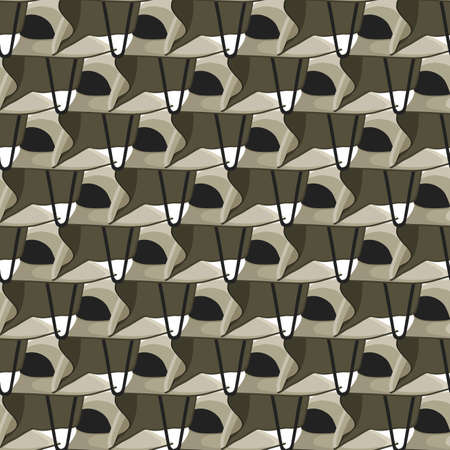 Illustration on theme colored pattern fishing hats, beautiful caps in white background. Caps pattern consisting of collection fishing hats for wearing. Pattern of design hats, fishing caps for weatherのイラスト素材