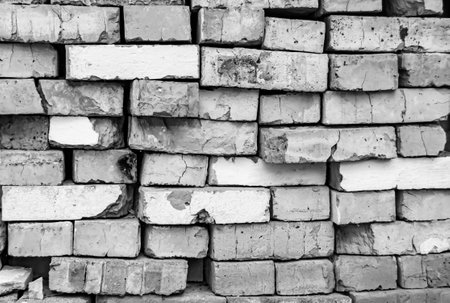 Beautiful texture old brick from big wall block, natural structure close up, photography consisting...