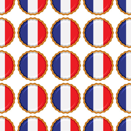 Pattern cookie with flag country France in tasty biscuit, pattern cookie consist of flag country France on natural biscuit, fresh biscuit cookie with flag country France it creative pattern sweet foodのイラスト素材
