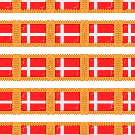 Pattern cookie with flag country Denmark in tasty biscuit, pattern cookie consist of flag country Denmark on natural biscuit, fresh biscuit cookie with flag country Denmark it new pattern sweet foodのイラスト素材