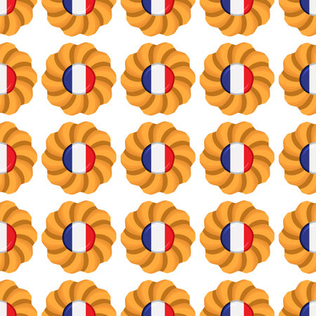Pattern cookie with flag country France in tasty biscuit, pattern cookie consist of flag country France on natural biscuit, fresh biscuit cookie with flag country France it creative pattern sweet foodのイラスト素材