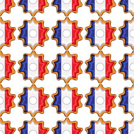 Pattern cookie with flag country France in tasty biscuit, pattern cookie consist of flag country France on natural biscuit, fresh biscuit cookie with flag country France it creative pattern sweet foodのイラスト素材