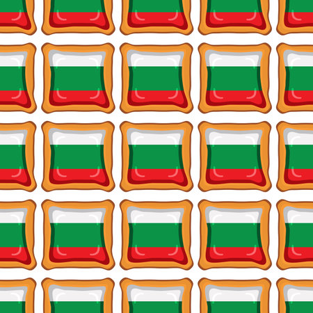 Pattern cookie with flag country Bulgaria in tasty biscuit, pattern cookie consist of flag country Bulgaria on natural biscuit, fresh biscuit cookie with flag country Bulgaria it pattern sweet foodのイラスト素材