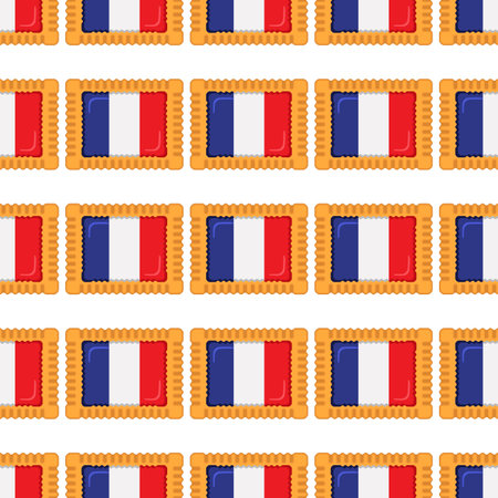 Pattern cookie with flag country France in tasty biscuit, pattern cookie consist of flag country France on natural biscuit, fresh biscuit cookie with flag country France it creative pattern sweet foodのイラスト素材