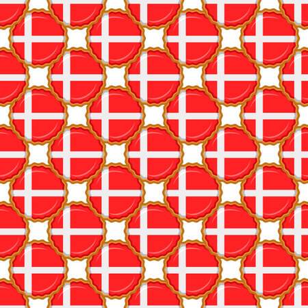 Pattern cookie with flag country Denmark in tasty biscuit, pattern cookie consist of flag country Denmark on natural biscuit, fresh biscuit cookie with flag country Denmark it new pattern sweet foodのイラスト素材