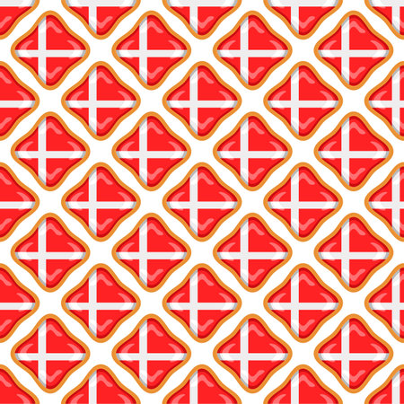 Pattern cookie with flag country Denmark in tasty biscuit, pattern cookie consist of flag country Denmark on natural biscuit, fresh biscuit cookie with flag country Denmark it new pattern sweet foodのイラスト素材