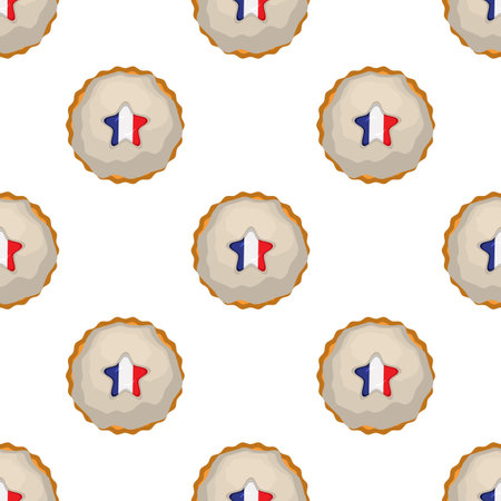 Pattern cookie with flag country France in tasty biscuit, pattern cookie consist of flag country France on natural biscuit, fresh biscuit cookie with flag country France it creative pattern sweet foodのイラスト素材