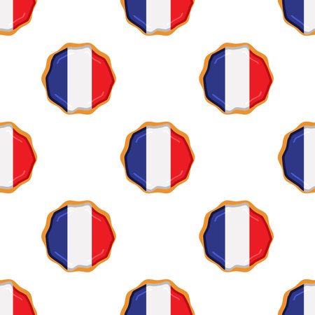 Pattern cookie with flag country France in tasty biscuit, pattern cookie consist of flag country France on natural biscuit, fresh biscuit cookie with flag country France it creative pattern sweet foodのイラスト素材