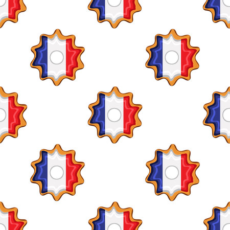 Pattern cookie with flag country France in tasty biscuit, pattern cookie consist of flag country France on natural biscuit, fresh biscuit cookie with flag country France it creative pattern sweet foodのイラスト素材