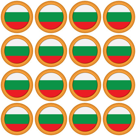 Pattern cookie with flag country Bulgaria in tasty biscuit, pattern cookie consist of flag country Bulgaria on natural biscuit, fresh biscuit cookie with flag country Bulgaria it pattern sweet foodのイラスト素材