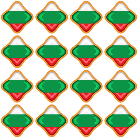 Pattern cookie with flag country Bulgaria in tasty biscuit, pattern cookie consist of flag country Bulgaria on natural biscuit, fresh biscuit cookie with flag country Bulgaria it pattern sweet foodのイラスト素材