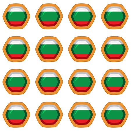 Pattern cookie with flag country Bulgaria in tasty biscuit, pattern cookie consist of flag country Bulgaria on natural biscuit, fresh biscuit cookie with flag country Bulgaria it pattern sweet foodのイラスト素材