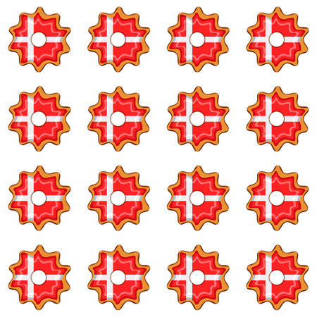 Pattern cookie with flag country Denmark in tasty biscuit, pattern cookie consist of flag country Denmark on natural biscuit, fresh biscuit cookie with flag country Denmark it new pattern sweet foodのイラスト素材