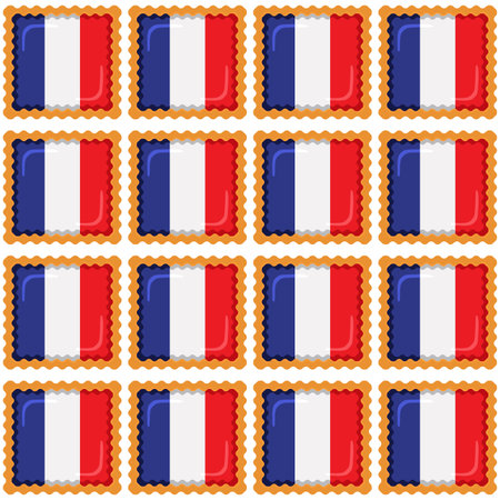 Pattern cookie with flag country France in tasty biscuit, pattern cookie consist of flag country France on natural biscuit, fresh biscuit cookie with flag country France it creative pattern sweet foodのイラスト素材