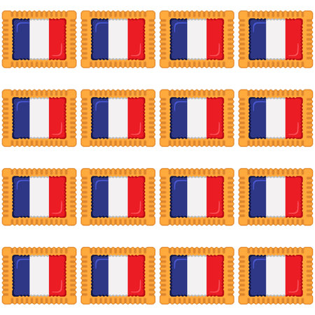 Pattern cookie with flag country France in tasty biscuit, pattern cookie consist of flag country France on natural biscuit, fresh biscuit cookie with flag country France it creative pattern sweet foodのイラスト素材