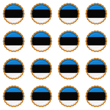 Pattern cookie with flag country Estonia in tasty biscuit, pattern cookie consist of flag country Estonia on natural biscuit, fresh biscuit cookie with flag country Estonia it new pattern sweet foodのイラスト素材