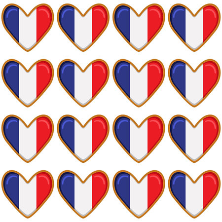 Pattern cookie with flag country France in tasty biscuit, pattern cookie consist of flag country France on natural biscuit, fresh biscuit cookie with flag country France it creative pattern sweet foodのイラスト素材