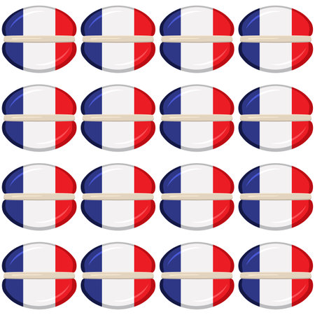 Pattern cookie with flag country France in tasty biscuit, pattern cookie consist of flag country France on natural biscuit, fresh biscuit cookie with flag country France it creative pattern sweet foodのイラスト素材