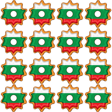 Pattern cookie with flag country Bulgaria in tasty biscuit, pattern cookie consist of flag country Bulgaria on natural biscuit, fresh biscuit cookie with flag country Bulgaria it pattern sweet foodのイラスト素材