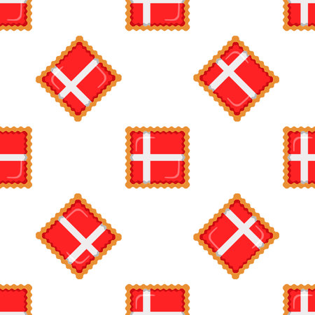 Pattern cookie with flag country Denmark in tasty biscuit, pattern cookie consist of flag country Denmark on natural biscuit, fresh biscuit cookie with flag country Denmark it new pattern sweet foodのイラスト素材