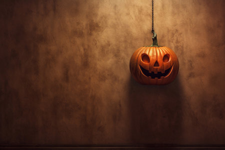 Big scary pumpkin on holiday Halloween, AI generatedの素材