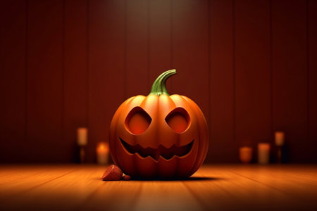 Big scary pumpkin on holiday Halloween, AI generatedの素材
