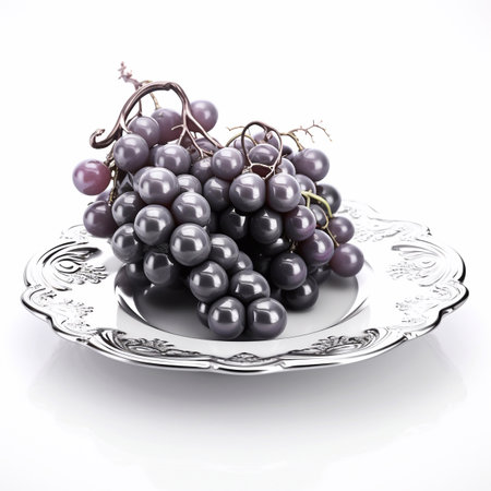Juicy delicious food grape lies on beautiful plate, Ai generatedの素材