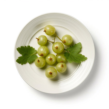Juicy delicious food gooseberry lies on beautiful plate, Ai generatedの素材