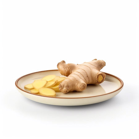 Juicy delicious food ginger lies on beautiful plate, Ai generatedの素材