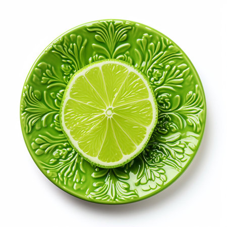 Juicy delicious food lime lies on beautiful plate, Ai generatedの素材
